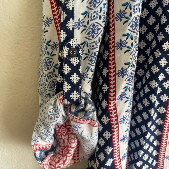 New Direction woman’s Red, white, and blue Blouse 2X peasant casual gma core - Picture 7 of 9